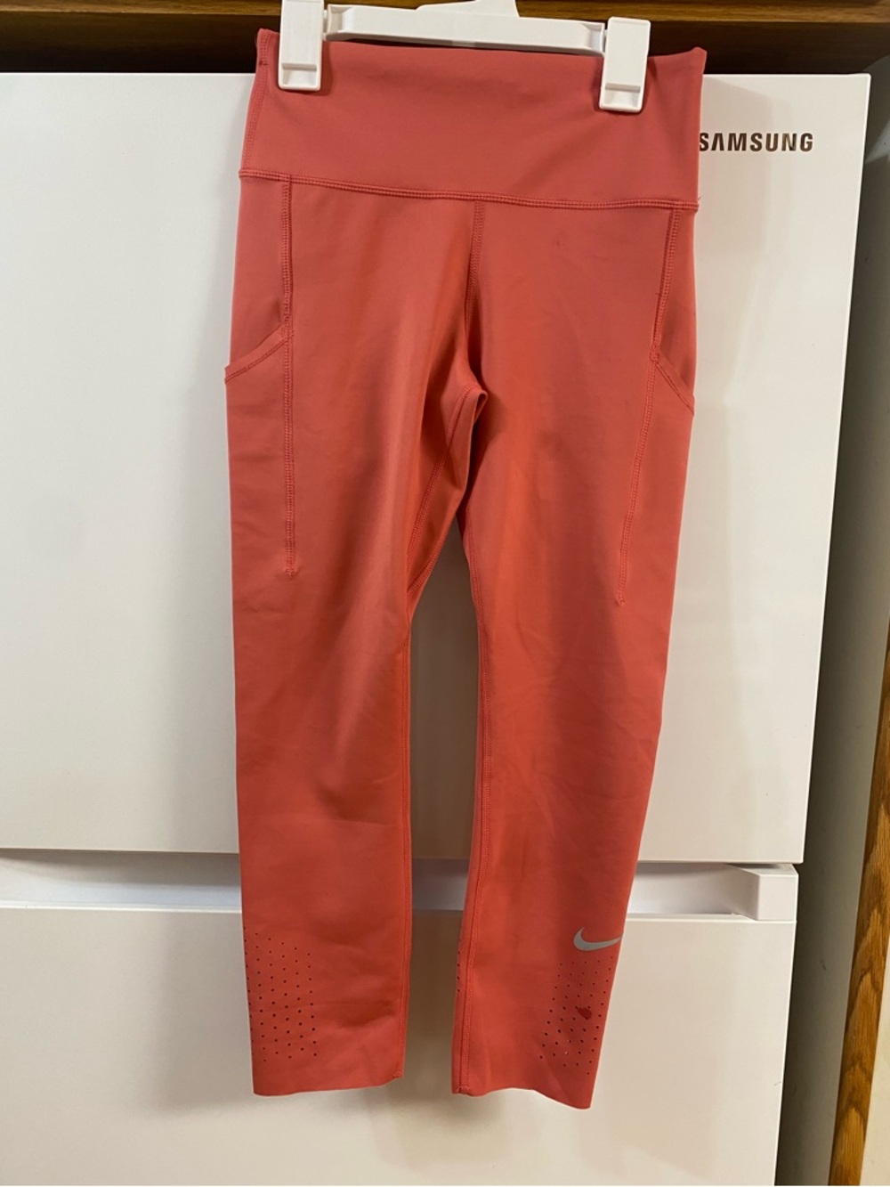 Nike Girls Coral Performance Leggings with Side Pockets